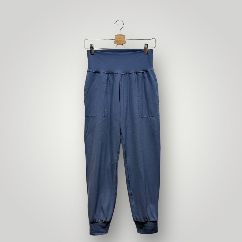 Athleta Salutation Jogger Pants Blue‎ Gray Womens Size Small High Waist Pocketed